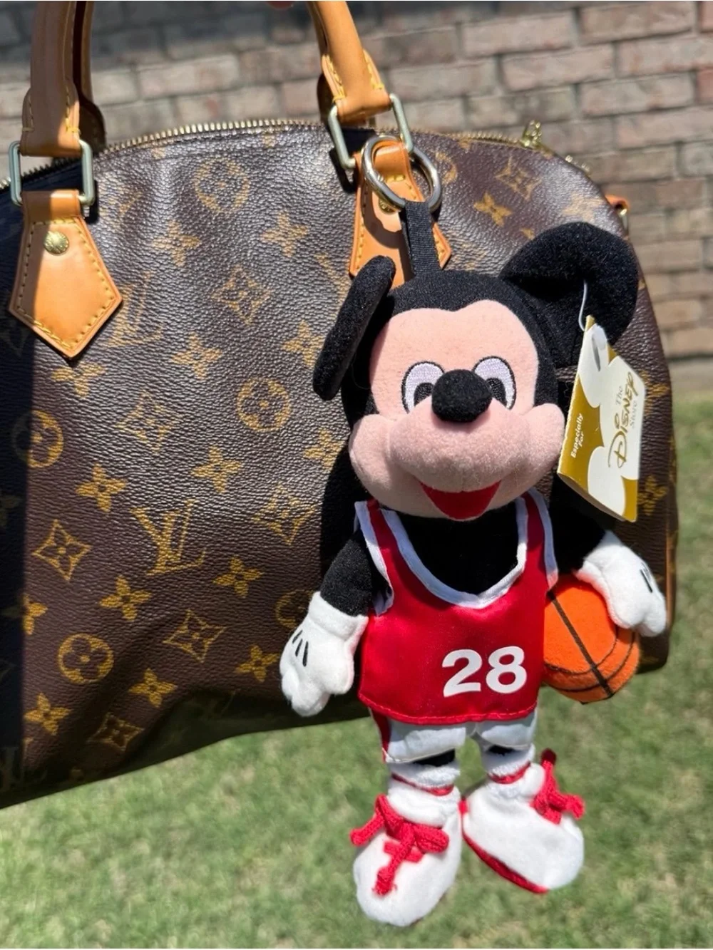 Vintage disney store plush Mickey mouse Basketball bag Charm